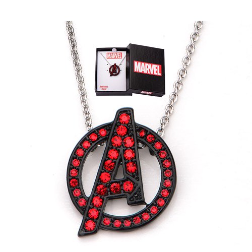 Avengers A Logo Red Bling Gems Necklace                     