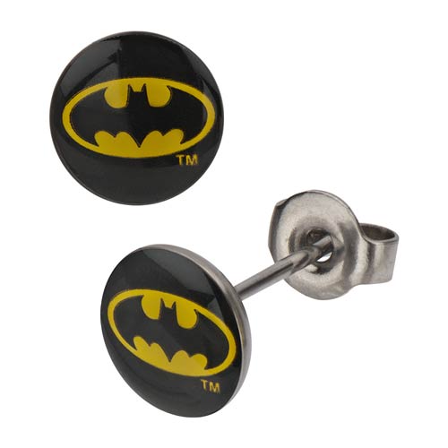 Batman Logo Black Stud Earrings                             