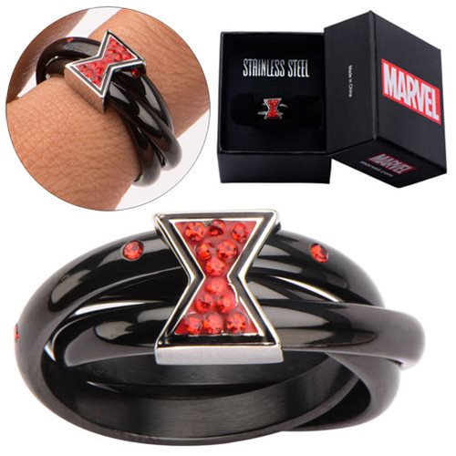 Avengers Black Widow Symbol Red Bling Gems Ring             