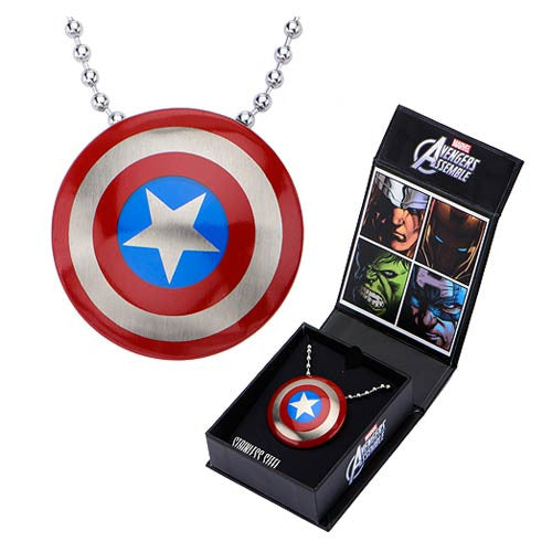 Captain America Shield Pendant with Chain Necklace          