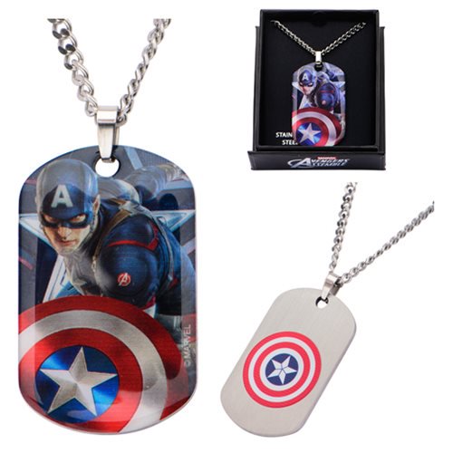 Captain America Stainless Steel Dog Tag Pendant Necklace    