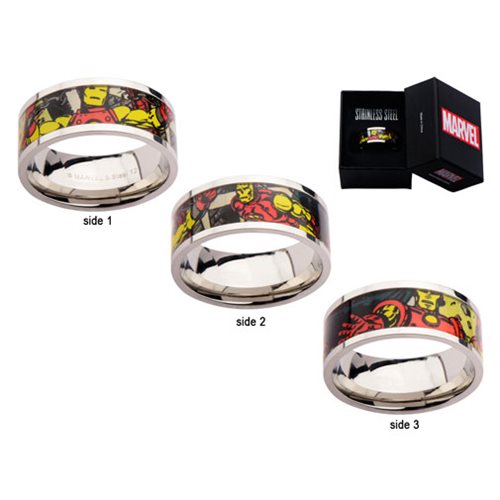 Iron Man Printed Comics Stainless Steel Ring                