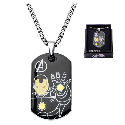 Avengers Iron Man Steel Dog Tag and Chain Necklace          