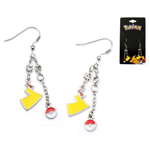 Pokemon Poke Ball and Lightning Bolt Dangle Earrings        