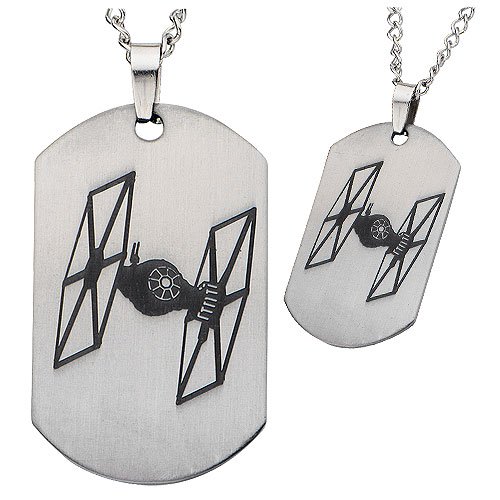 Star Wars VII Tie Fighter Laser Etched Dog Tag Necklace     