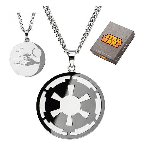 Star Wars Imperial Symbol and Death Star Etched Necklace    