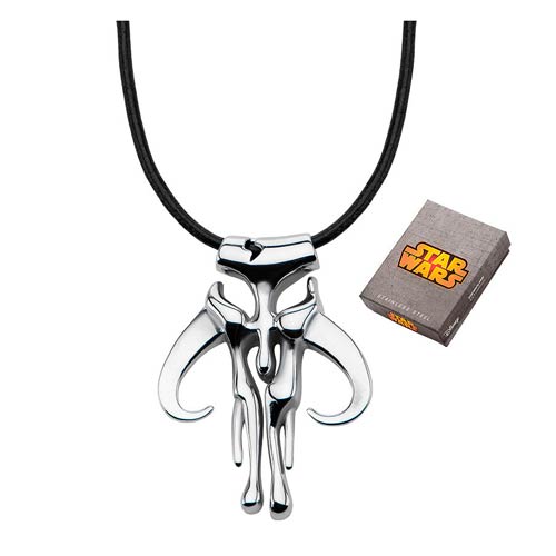 Star Wars Mandalorian Symbol Pendant Leather Cord Necklace  