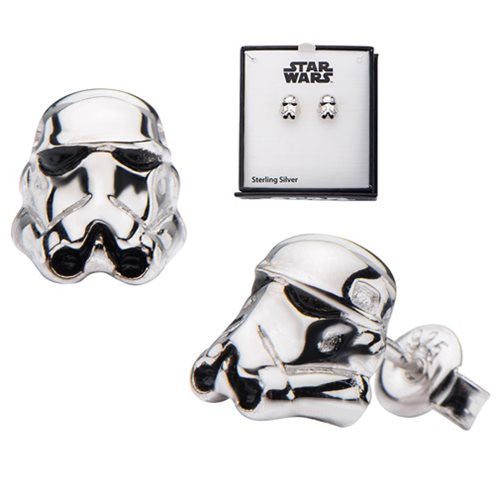 Star Wars Stormtrooper Sterling Silver 3D Stud Earrings     