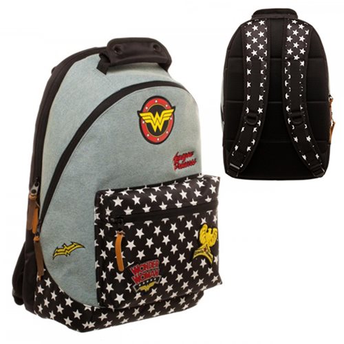 Wonder Woman Denim Backpack with Patches                    