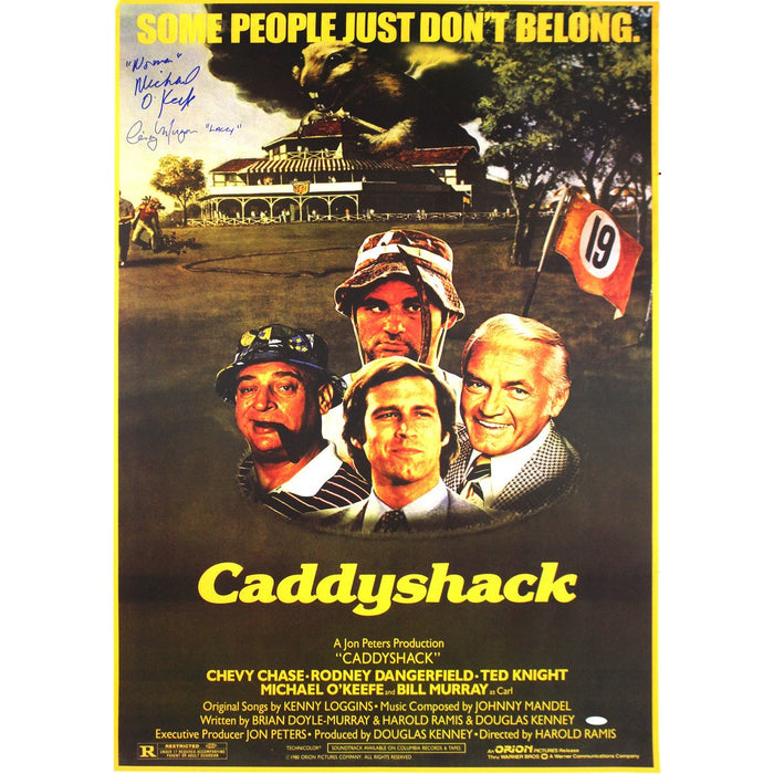 Cindy Morgan  Michael Okeefe Dual Signed 23x35.5 CaddyShack Movie Poster w/ "Lacey  Noonan" Insc.