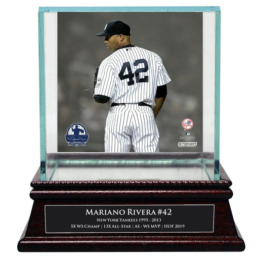 Mariano Rivera New York Yankees 2019 HOF Background Glass Single Baseball Case with Nameplate