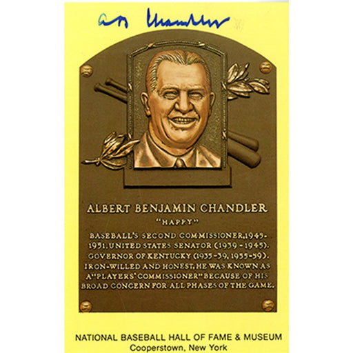 AB Happy Chandler Signed Hall of Fame Plaque Card (JSA)