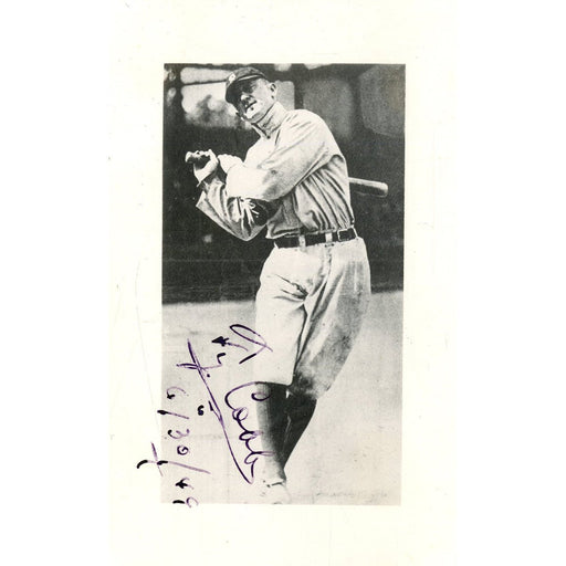 Ty Cobb Signed 2.75x 4.25 Black and White Photo JSA