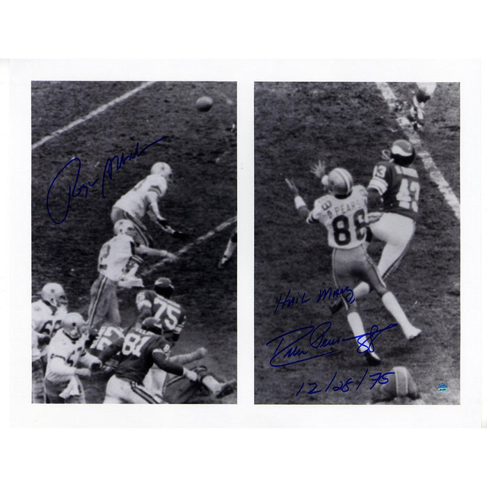 Roger Staubach/Drew Pearson Dual Signed 'Hail Mary' 16x20 Photo w/ "Hail Mary 12/28/75" Insc By Pearson