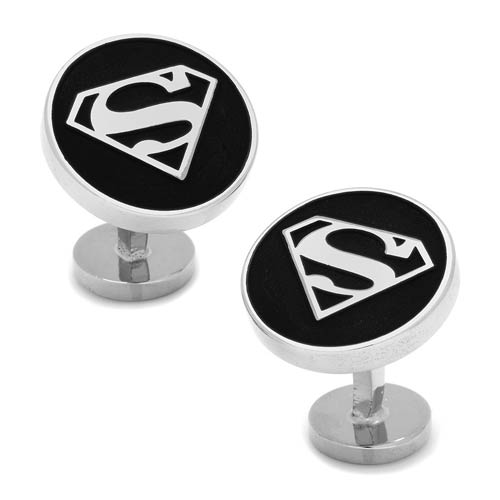 Superman Shield Recessed Black Cufflinks                    