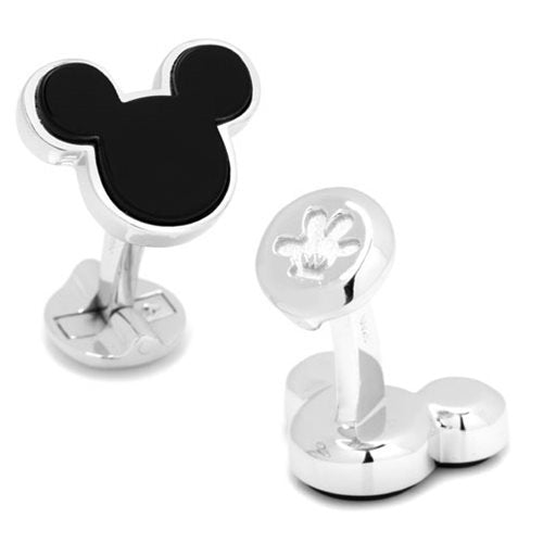 Mickey Mouse Sterling Silver and Onyx Cufflinks             