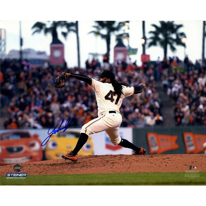 Johnny Cueto Signed Giants Home Pitching 8x10 Photo