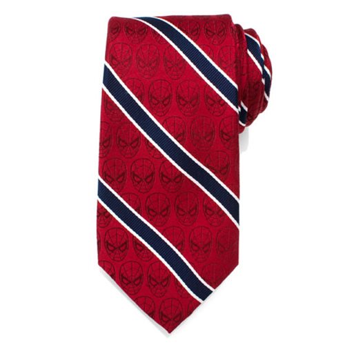 Spider-Man Red and Navy Stripe Mens Silk Tie                