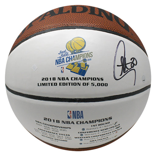 Stephen Curry Signed Golden State Warriors 2018 Commemorative NBA Champions White Panel Basketball