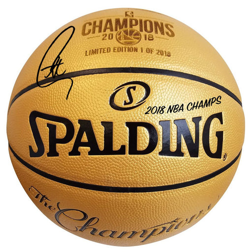 Stephen Curry Signed Golden State Warriors 2018 Commemorative NBA Champions Gold Laser Engraved Basketball w/ "2018 NBA Champs" Insc