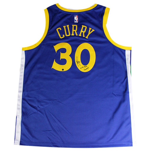 Stephen Curry Signed Golden State Warriors Nike Blue Swingman Jersey w/ "17-18 B2B Champs" Insc