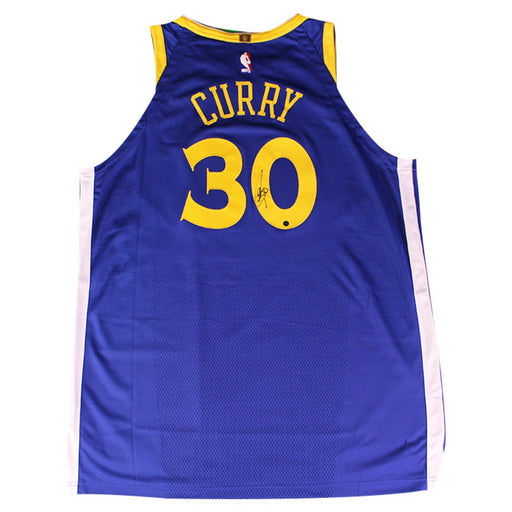 Stephen Curry Signed Golden State Warriors Nike Men's Authentic On Court Icon Jersey - Royal (On Court Style with Rakuten logo)