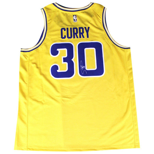 Stephen Curry Signed Golden State Warriors Nike Gold Hardwood Classics Swingman Jersey