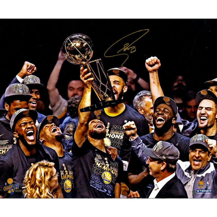 Stephen Curry Signed '2018 NBA Finals Champion Holding Trophy' 20x24 Photo (L/E 50)