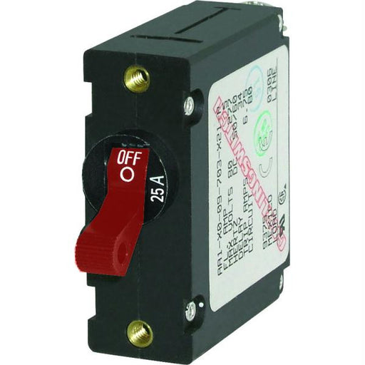 Blue Sea 7217 AC - DC Single Pole Magnetic World Circuit Breaker  -  25 Amp Red