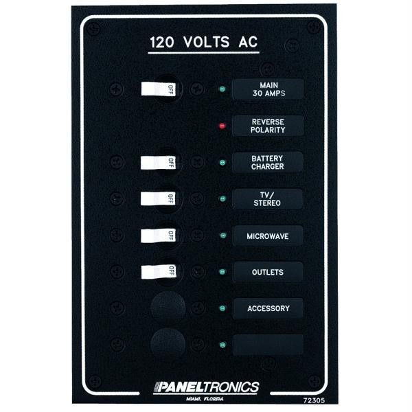 Paneltronics Standard AC 6 Position Breaker Panel & Main w-LEDs