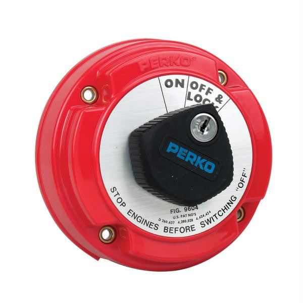 Perko Medium Duty Main Battery Disconnect Switch w-Alternator Field Disconnect & Key Lock