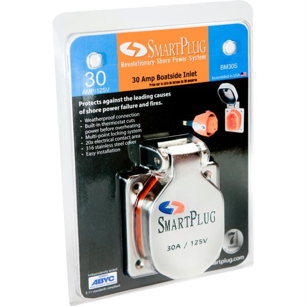 SmartPlug 30 Amp Boatside Inlet - Stainless Steel