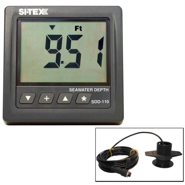 SI-TEX SDD-110 Saltwater Depth Indicator w-Low-Profile Lexan Thru-Hull Transducer