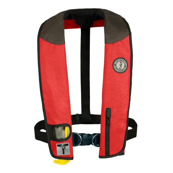 Mustang Deluxe Adult Inflatable - Manual w-Harness - Universal - Red-Black-Carbon