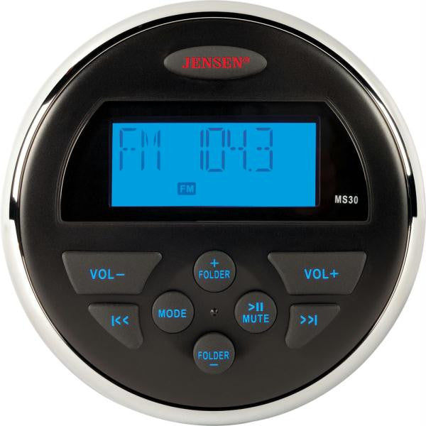 JENSEN MS30 AM-FM-USB Compact Waterproof Stereo - Blue Backlight