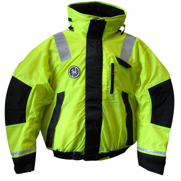 First Watch Hi-Vis Flotation Bomber Jacket - Hi-Vis Yellow-Black - Large