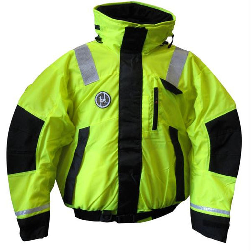 First Watch Hi-Vis Flotation Bomber Jacket - Hi-Vis Yellow-Black - X-Large