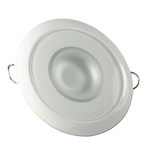 Lumitec Mirage Flush Mount Interior Down Light - Dimmable White & Blue - Glass Fixture-White Bezel - 3.25&quot; Diameter