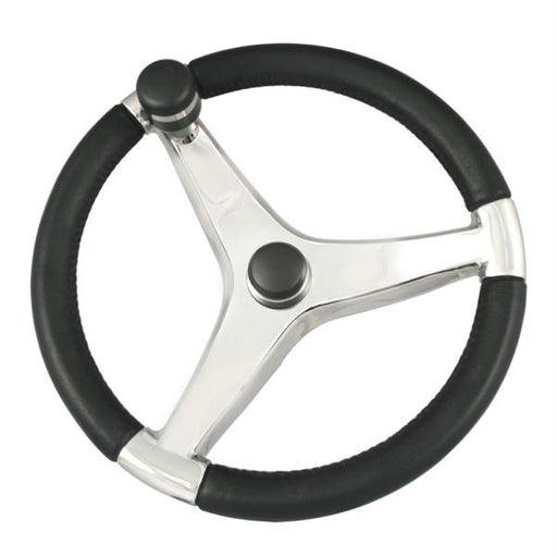 Ongaro Evo Pro 316 Cast Stainless Steel Steering Wheel w-Control Knob - 13.5&quot; Diameter