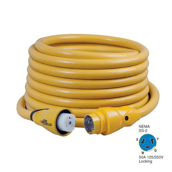 Marinco CS504-50 EEL 50A 125V-250V Shore Power Cordset - 50' - Yellow