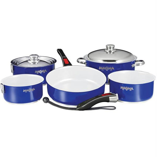 Magma 10-Piece Gourmet &quot;Nesting&quot; Cobalt Blue Cookware Set w-Ceramica&reg; Non-Stick