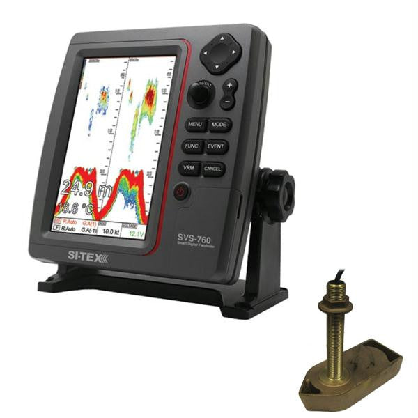 SI-TEX SVS-760 Dual Frequency Sounder 600W Kit w-Bronze Thru-Hull Temp Transducer - 307-50-200T-CX