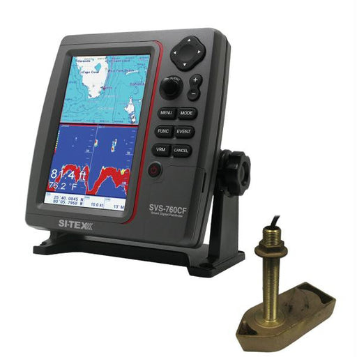 SI-TEX SVS-760CF Dual Frequency Chartplotter-Sounder 600W Kit w-Bronze Thru-Hull Transducer