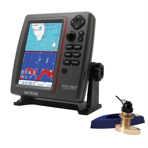 SI-TEX SVS-760CF Dual Frequency Chartplotter-Sounder 600W Kit w-Bronze Thru-Hull Triducer