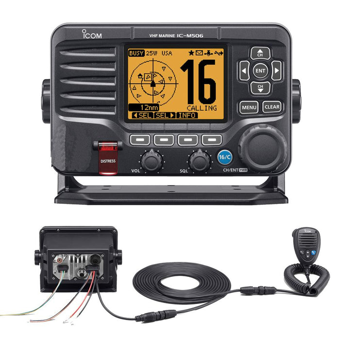 Icom M506 VHF Fixed Mount w-Rear Mic & NMEA 0183-2000&reg; - Black