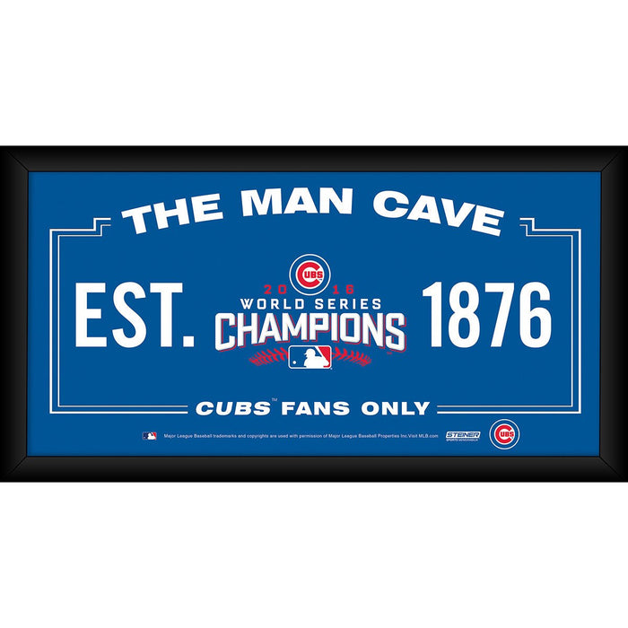 Chicago Cubs 2016 World Series Champions Framed 10x20 Man Cave Sign
