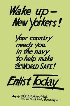 Wake up--New Yorkers! Your country needs you in the navy to help make the world safe! Enlist today 20x30 poste