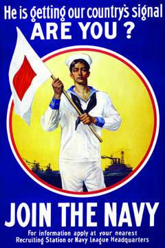 He is getting our countrys signal - are you? Join the Navy. 20x30 poster