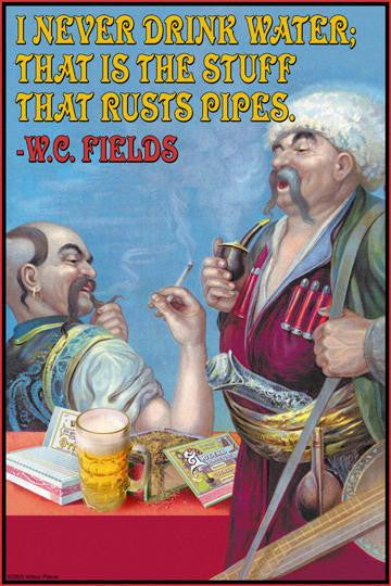 Never Drink water, it is the stuff that rusts pipes 20x30 poster