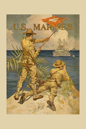 Marines Signaling from Shore to Ships at Sea 20x30 poster